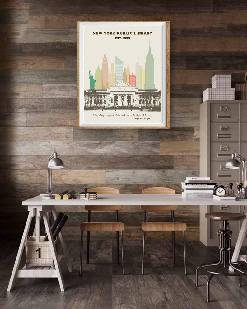 New York Library Print, New York City Poster, Library Poster, Nyc Poster, Gifts for Book Lovers, Wall Art (#st1v-vp0128) image 6