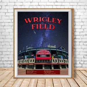Chicago Cubs Poster, Wrigley Field Print, Chicago Decor, Milky Way, Vintage Baseball Print bundle-v #vp225
