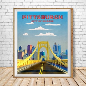 Pittsburgh Print, Pittsburgh Poster, Pittsburgh Bridges, Pittsburgh Decor, Pittsburgh Art, Travel Poster (#st1v-vp0192) afbeelding 1