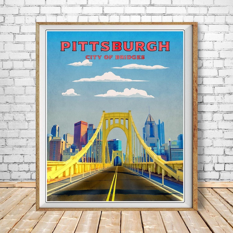 Pittsburgh Print, Pittsburgh Poster, Pittsburgh Bridges, Pittsburgh Decor, Pittsburgh Art, Travel Poster (#st1v-vp0192) afbeelding 1