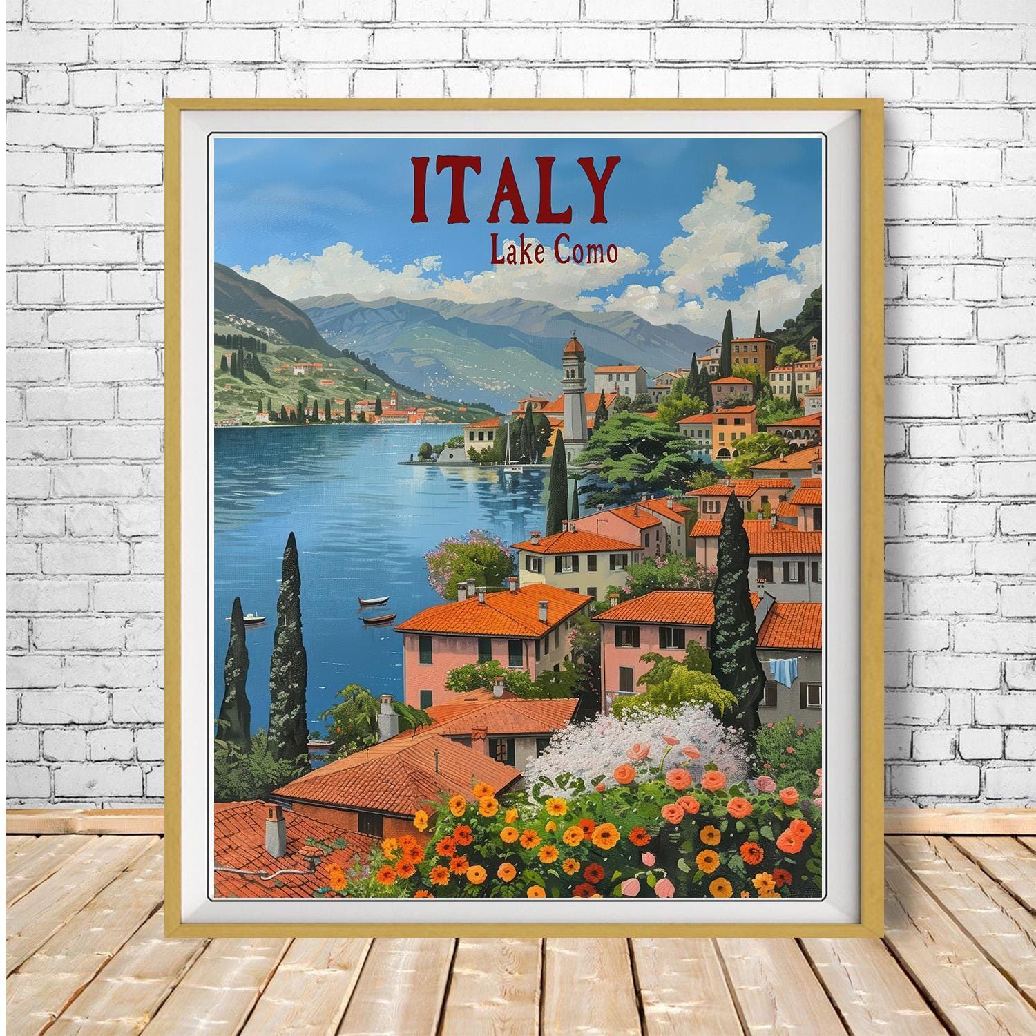 Lake Como Poster, Italy Print, Bellagio, Verenna, Cernobbio, Tremezzo, Vintage Travel Poster, Retro Travel Poster bundle-v #vp753