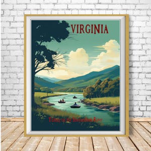 Virginia Poster, Shenandoah River, Tubing Print, Virginia Print, Harpers Ferry Shenandoah River Print, Wall Art bundle-v #vp559