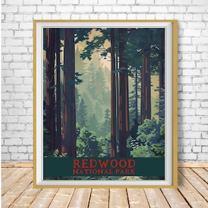 Redwood National Park Poster, Redwoods Print, California Poster, National Park Print, California Print Vintage Travel Poster bundle-v #vp662