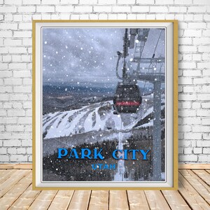 Park City Poster, Utah Print, Utah Ski Poster, Park City Print, Snow Landscape, Travel Poster Wall Art st1 #vp325