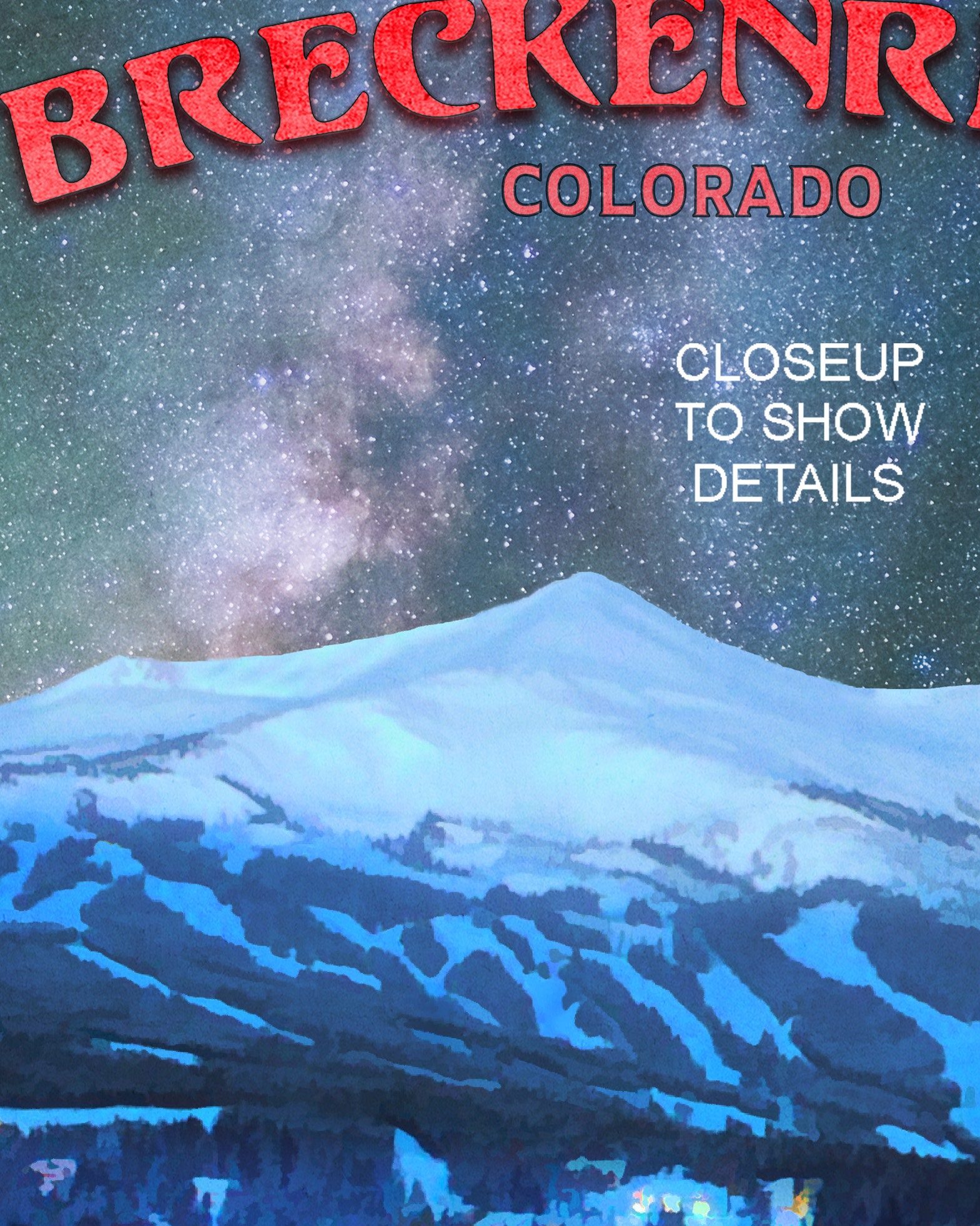Breckenridge Poster, Colorado Print, Breckenridge Print, Night Skiing