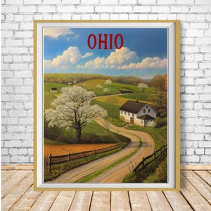 Ohio Poster, Rural Ohio Landscape Print, Spring Landscape Poster, Ohio Countryside, Columbus Cleveland Toledo Cincinnati bundle-v #vp635