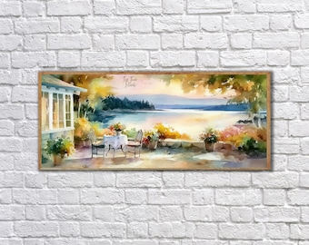 San Juan Islands Watercolor Print, Washington State Seascape Art (#p1-vp1046)