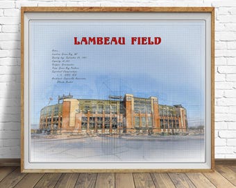 Green Bay Packers Poster, Lambeau Field Print, Packers Decor, Architectural Rendering, Packers Print, Wisconsin Art (#st1h-vp0608)