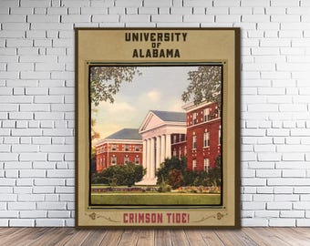 University of Alabama Crimson Tide Football Stadium Retro Poster Print (#str1-vp1655)