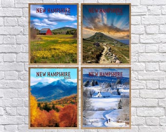 New Hampshire Landscape Wall Art Set: Four Seasons Prints (#st4-vp0793)