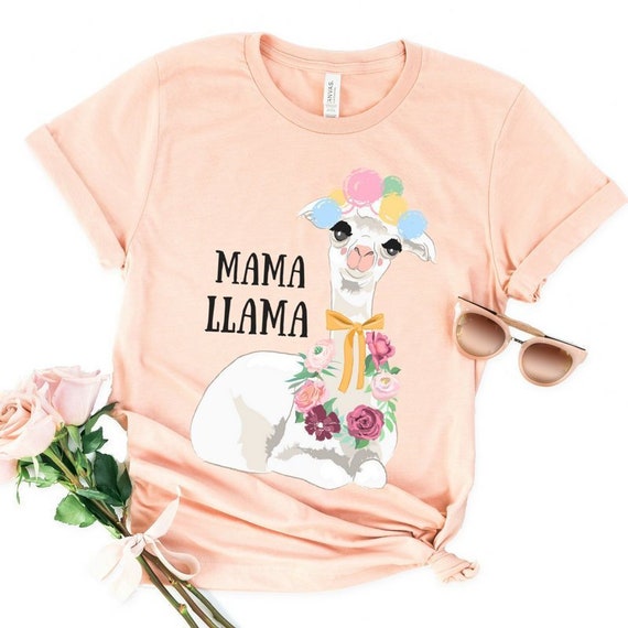 Mama Llama Shirt Women Mom Cute Tops Clothing Funny Gift Tees With Saying Quotes Casual Holiday Favorite Christmas Lama Relax Family Kids