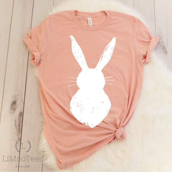 Distressed Bunny Easter Ladies Shirt 