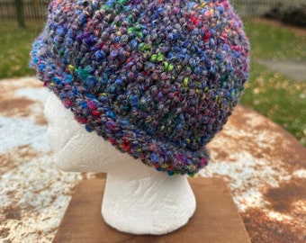 Chunky Boucle hat.  Hand knit. Alpaca/Acrylic FREE SHIPPING!