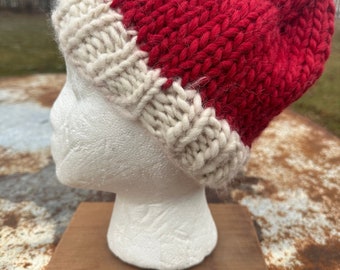 Alpaca/Wool Chunky hat. Hand knit/crochet. Natural Fiber. Very soft and warm. FREE SHIPPING!