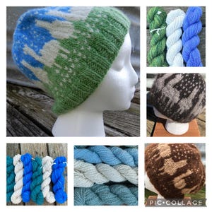 100% USA Alpaca/Llama Fair Isle Hat kit - Knitting pattern and yarn. Choice of colorway. FREE SHIPPING. Natural fiber