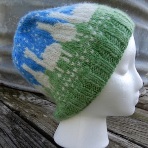 100% Alpaca/Llama Fair Isle Hat kit Knitting pattern and yarn. Choice of yarn weight and colorways. FREE SHIPPING. Natural fiber image 2