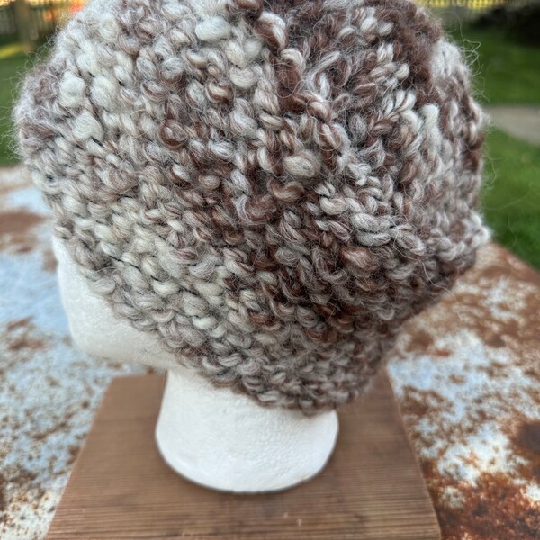 Chunky Boucle hat.  Hand knit. Alpaca/Wool FREE SHIPPING!