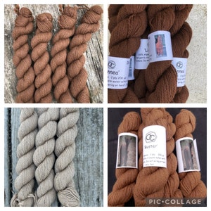 200 m de fil DK 100 % alpaga américain, 2 fils, fauve clair et foncé, fibre naturelle, non coloré. LIVRAISON GRATUITE.