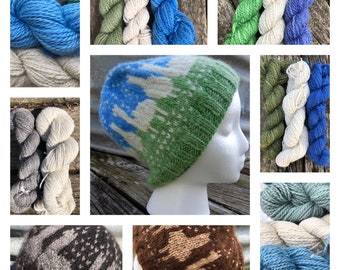 100% Alpaca/Llama Fair Isle Hat kit - Knitting pattern and yarn. Choice of yarn weight and colorways. FREE SHIPPING. Natural fiber