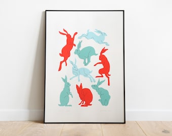 Rabbits / screenprint