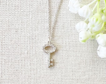 Sterling Silver Key Necklace, Heart Key Necklace, Key Charm Necklace, Love Key Necklace, Gift For Her, Gift For Girlfriend, Anniversary Gift