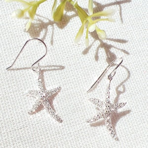 Silver Starfish Earrings for Her Gold Starfish Earrings Birthday Gift For Her Starfish Drop Earrings For Wedding Gift For Bridesmaid Jewelry