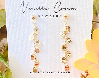 Gold Leaf Bridal Earrings, Anniversary Gift For Wife, Silver Leaf Earrings, Birthday Gift For Her, Leaf Drop Earrings, Gift For Mom