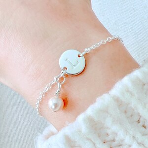 Tiny Pearl Initial Bracelet Gift For Her Initial Pearl Bracelet Gift For Mom Pearl Initial Bracelet For Bridesmaid Gift For Birthday Gift