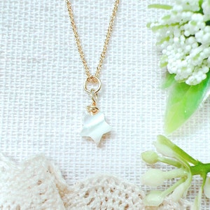 Tiny Star Mother Of Pearl Necklace Gift For Her Pearl Star Necklace for Mom Star Necklace For Birthday Gift For Anniversary Gift For Her