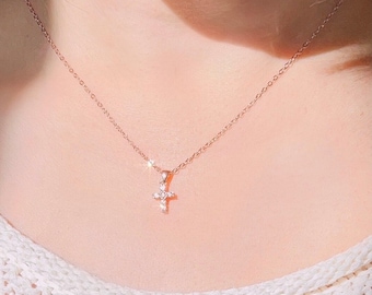 Tiny Cross Christian Necklace, Christian Gift For Girl, Baptism Gift For Kids, Christening Jewelry, Religious Necklace, Gold Cross Necklace