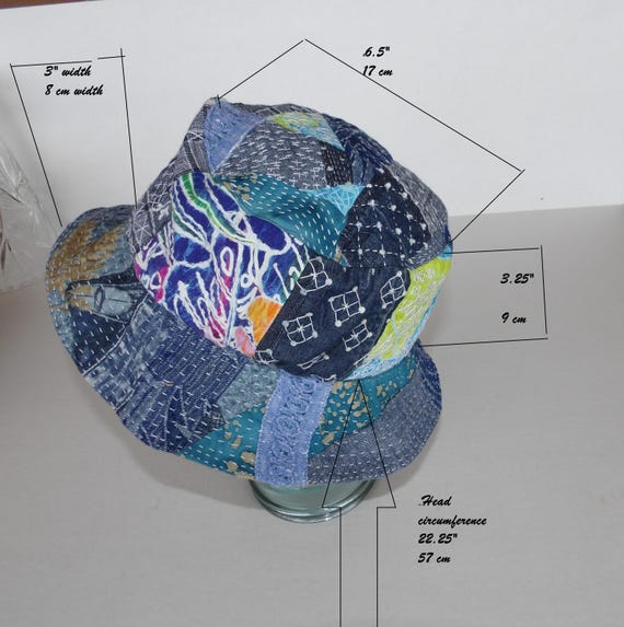 Sashiko Boro Bucket Hat: Japanese Denim Patchwork, Hand