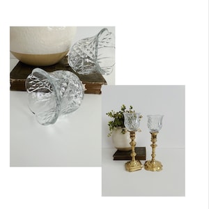 Set of 2 Cut Glass Votive Adapters for Candlesticks/Vintage Modern