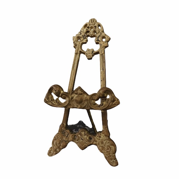 Vintage Ornate Mini Brass Easel/Picture Easel/Display Stand/Business Card Holder