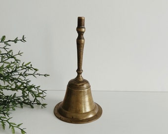 Vintage Brass Hand Bell/Modern Farmhouse/Cottagecore/Vintage Christmas Decor/Holiday Styling Accessory