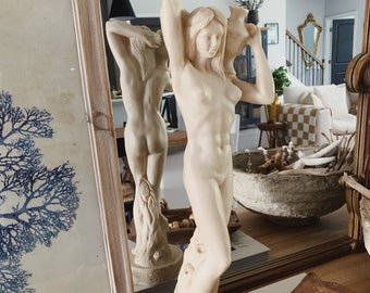 Vintage Woman Carrying Water Bucket/Naked/Bathing Woman/Neo-Classical/Vintage Modern