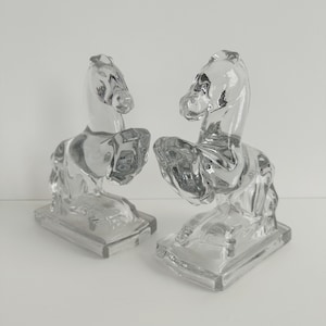 Pair of Vintage Rearing Horse Bookends/Glass Horse Bookends/Equestrian Bookends/Art Deco Style