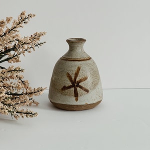 Vintage Studio Pottery Bud Vase/Earth Tone Speckled Pottery/Bohemian Style