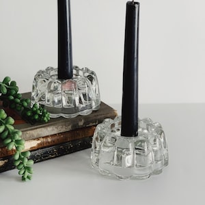 Set of 2 Vintage Clear Boopie Glass Candleholders/Bubble Glass Candleholders