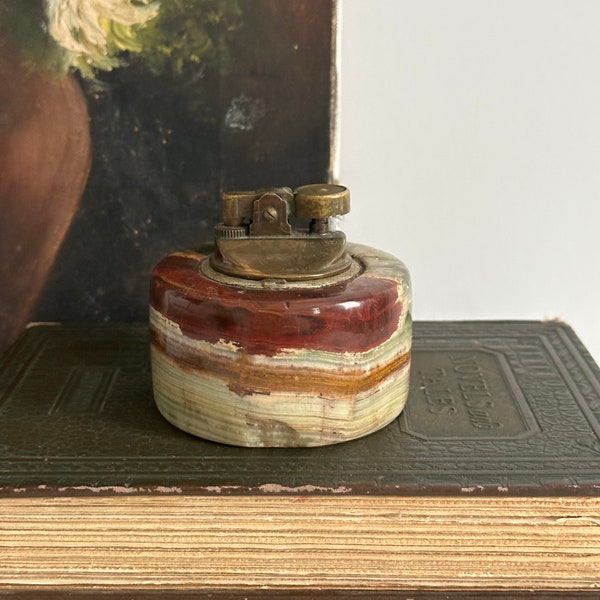 Vintage Onyx Stone Refillable Table Lighter/Mid Century/Vintage Modern (SOLD AS IS) For Decorative Use