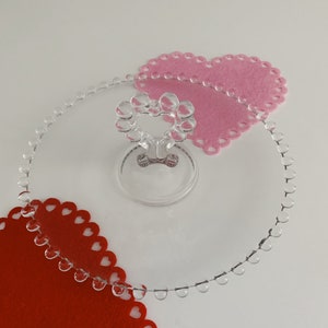 Vintage Imperial glazen Candlewick Bon Bon-tray: trinketschaal met hartvormig handvat