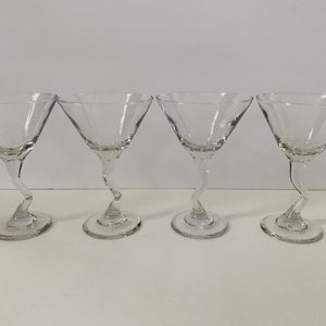 Set of 4 Vintage Zigzag Clear Glass Martini Glasses/Libbey Z Stem Glasses/Retro Barware image 2