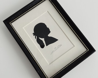Vintage Framed Silhouette of a Girl/Original Art/Gallery Wall/Cottagecore