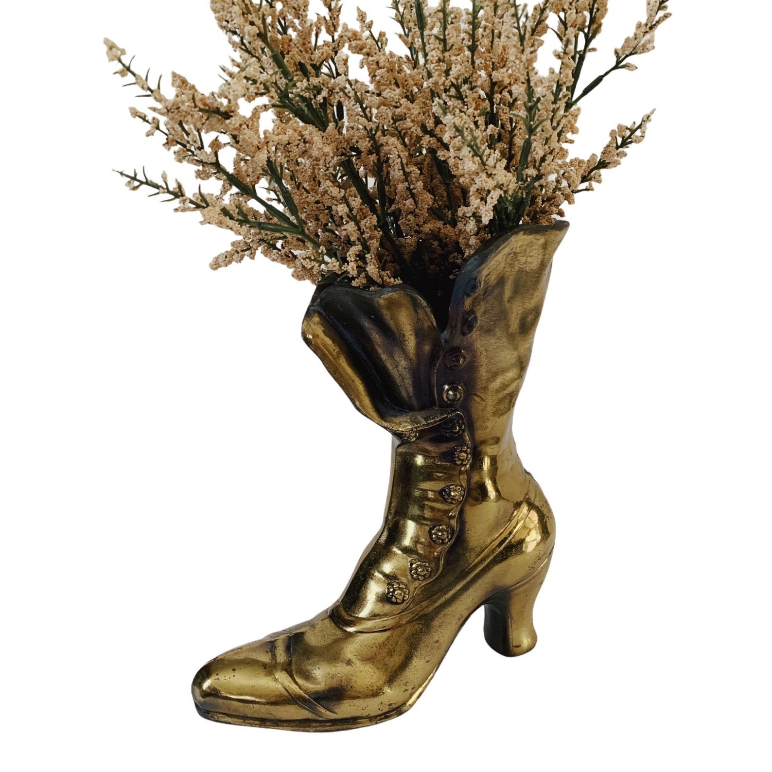 Vintage Brass boot Vase/Victorian Boot/Mid Century Etsy