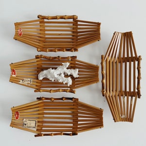 Vintage Small Wood/Bamboo Slat Basket/Plant Holder/Bread Basket/Fruit Basket/Basket Tray/Wall Hanging/Bohemian Style/SOLD SEPARATELY
