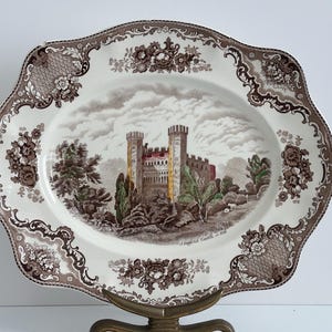 Vintage Johnson Brothers “Old Britain Castles” 15.5&quot; Oval Serving Platter/English Ironstone/Cottagecore