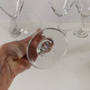 Set of 4 Vintage Zigzag Clear Glass Martini Glasses/Libbey Z Stem Glasses/Retro Barware image 6