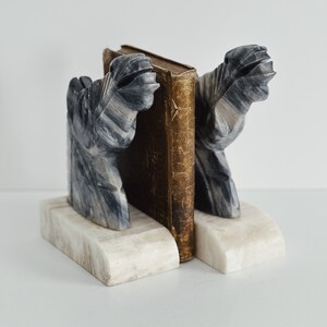 Serre-livres tête de cheval en marbre noir vintage/serre-livres cheval en pierre/moderne vintage image 2