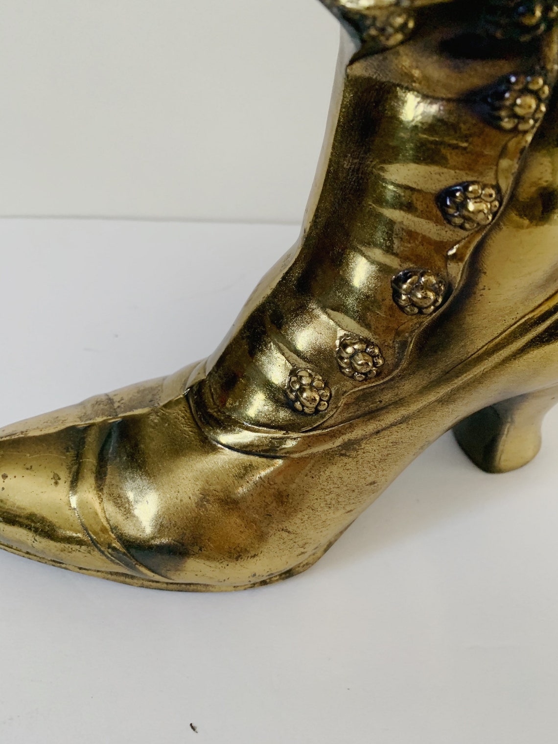 Vintage Brass boot Vase/Victorian Boot/Mid Century Etsy
