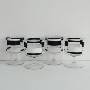 Vintage George Briard Cocktail Glasses: MCM Black and White Set of 4