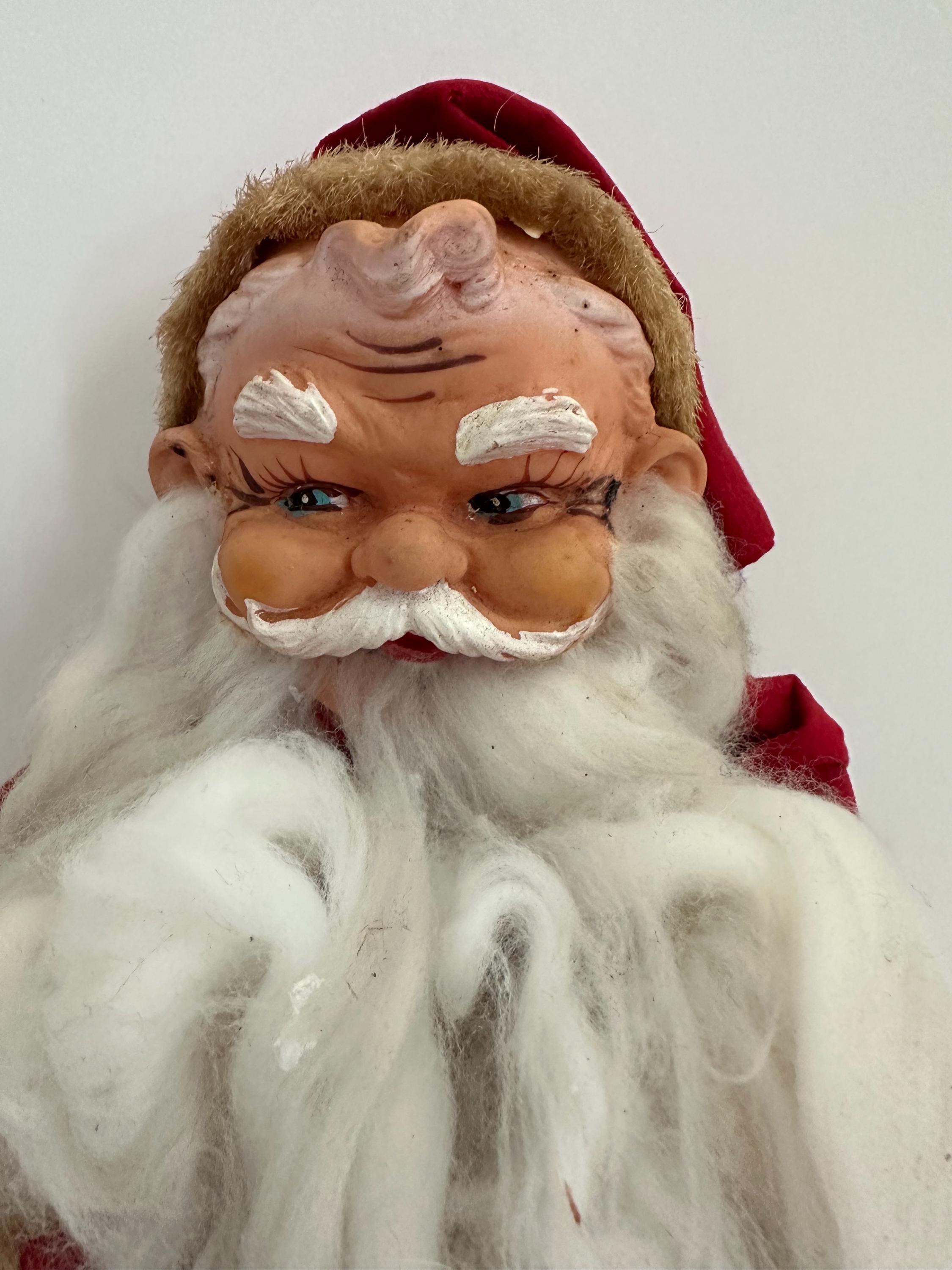 Vintage Rubber Face Santa Claus Doll: 1950s Japan Christmas Decor